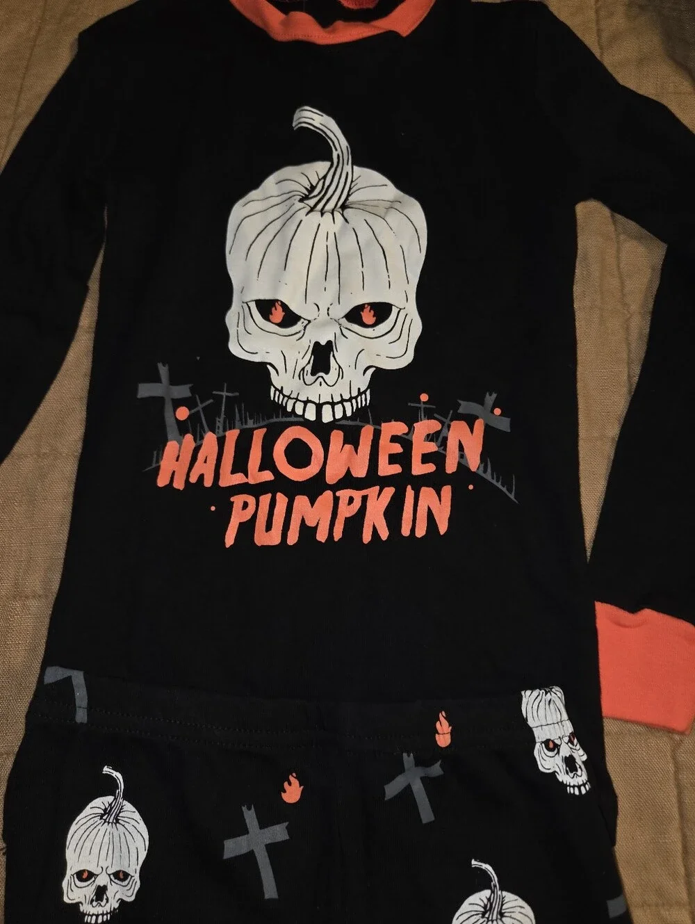 Halloween Pumpkin Black & Orange Pajama Set
